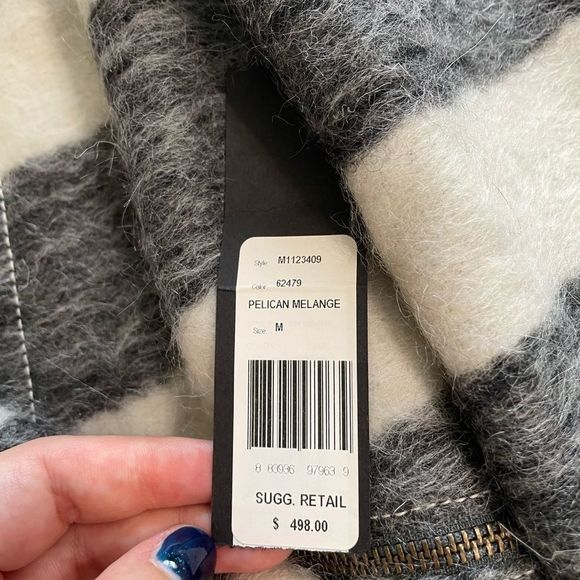 Marc by Marc Jacobs - Asymmetrical, Grey and White Striped Wool Moto Jacket - Picture 11 of 16